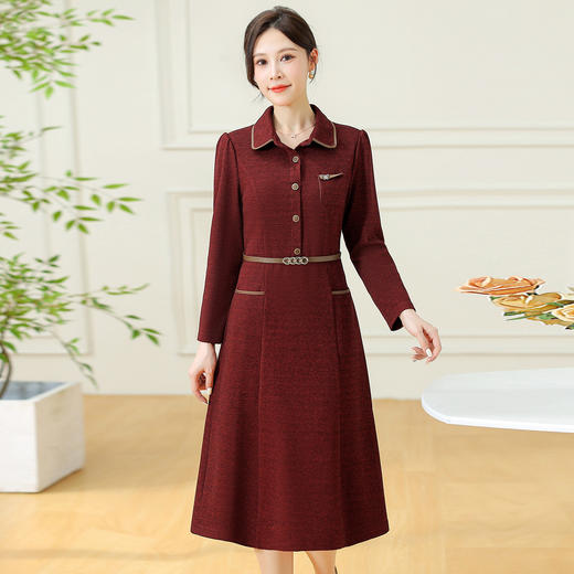 QYM 7258027-Y妈妈装连衣裙中长款厚款A字裙 商品图1