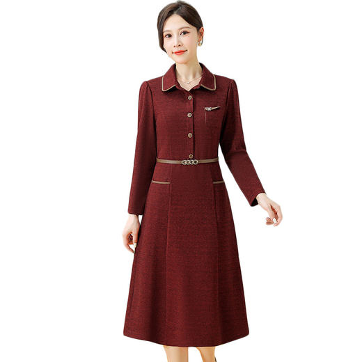 QYM 7258027-Y妈妈装连衣裙中长款厚款A字裙 商品图4