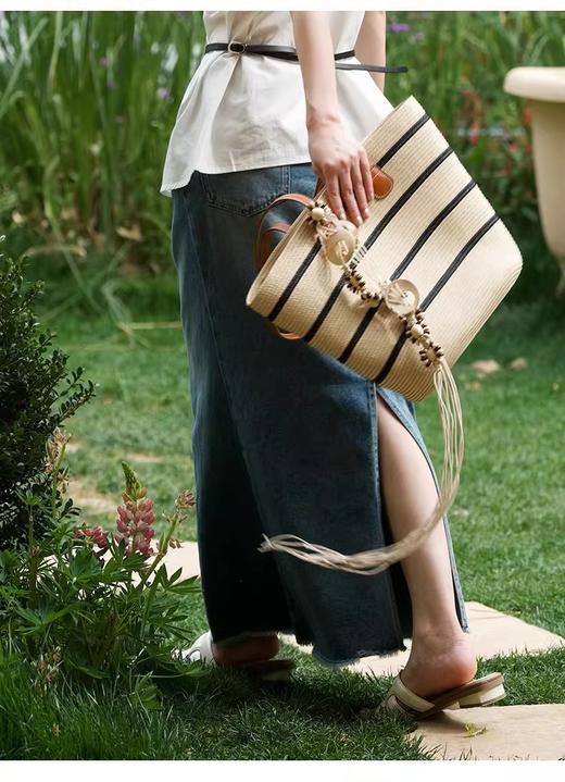 【门店同款】ENJOY夏季玫瑰亮钻腰绳牛仔裙 162263882 商品图1