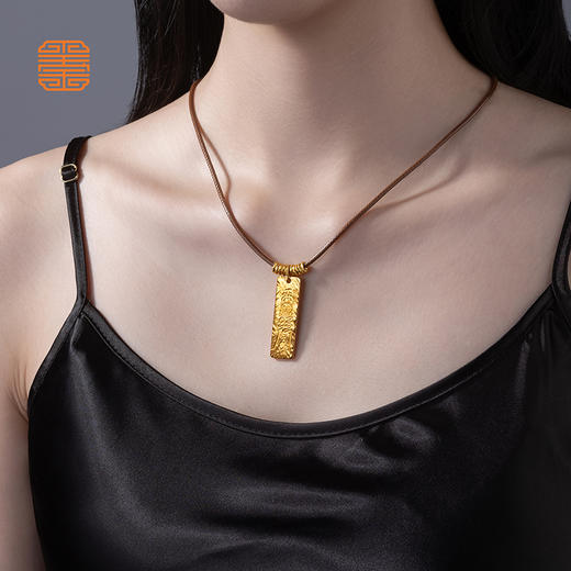 玺匠金铺《足金问道》足金9999 升运来钱平安黄金吊坠项链礼物 商品图5
