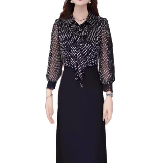 QYM 25MYY2163修身显瘦假两件波点裙POLO领连衣裙 商品图4