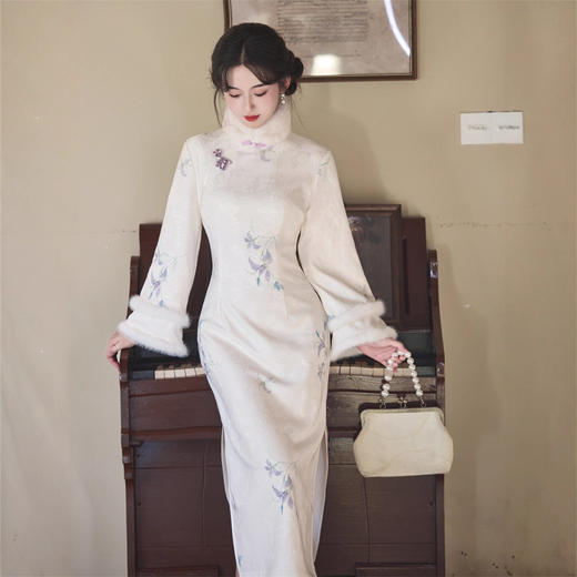 SKY 11809时尚改良提花加绒旗袍日常可穿 商品图1