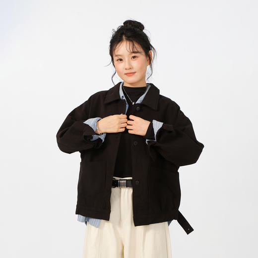 简约基本款宽松小翻领口袋外套纪念日百货门店同款166543363 商品图0