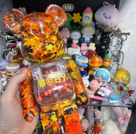 原厂 ！正品 ！枫叶千秋！ Bearbrick 400%积木熊暴力熊联名款家居摆件手办  枫叶款积木熊 商品图1