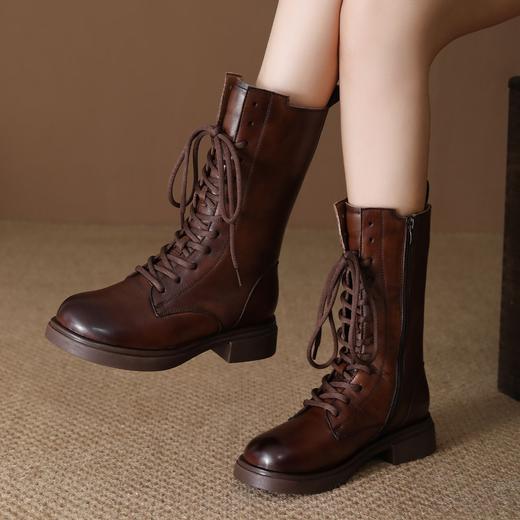 FR 85663骑士靴复古英伦风粗跟马丁靴 商品图0