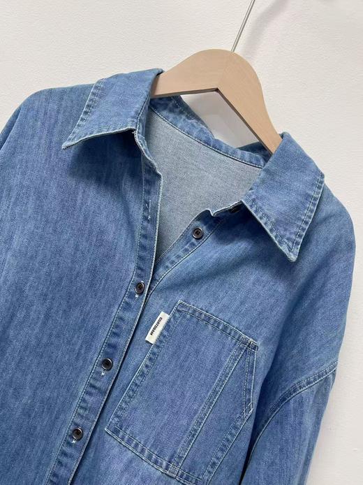 【秋新品】古泥5925 中长小标宽松牛仔衬衫-喜出 商品图3