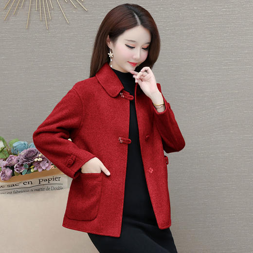 QYM YM508-Y时尚气质毛呢外套中式国风呢子上衣 商品图1