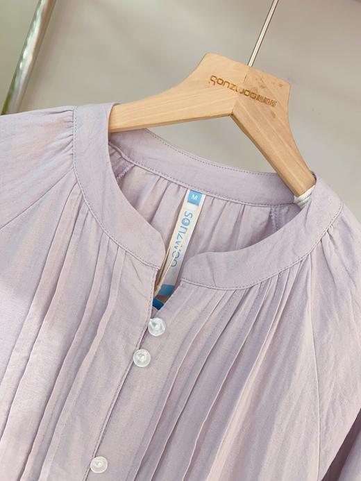 松植屋女士圆领水洗全棉长袖长裤套装春秋女款简约纯色双层纱布睡衣 商品图6