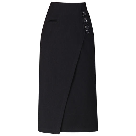 WM-68110-L时尚毛呢不规则包臀半身裙女2025秋冬新款a字裙一步休闲中长裙 商品图4