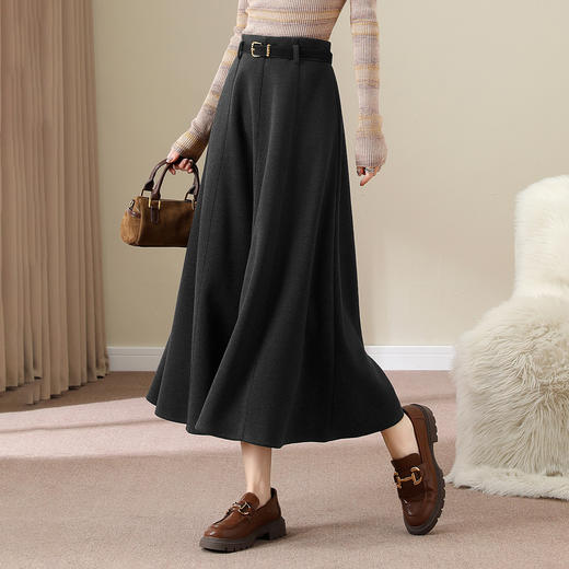 「自」全新升级【铂金会员174/天猫229/差价55】(43214)洛诗琳气质通勤垂感半身裙2025新款高腰中长款显瘦大摆A字裙 商品图0