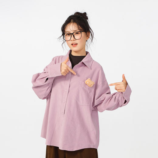 宽松休闲灯芯绒毛绒胸针衬衫-纪念日百货门店同款166644711 商品图1