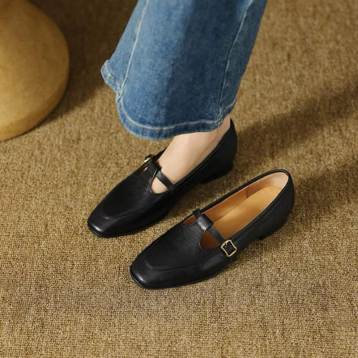 牛皮！！强推~【欧尼英伦】T型乐福鞋丨复古低跟小皮鞋单鞋 商品图0