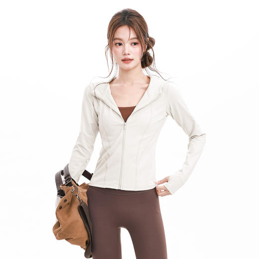 【限时秒】YOGACODE【火树银花系列】秋冬加绒运动外套女拉链连帽短款修身长袖瑜伽服DWZ125571 商品图3