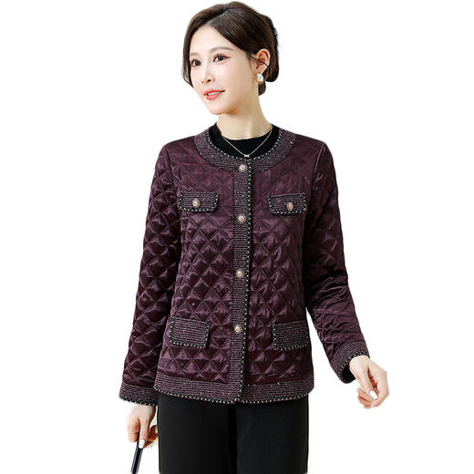 YXJY-7258029-Y中年洋气夹棉小香风外套2025年新款妈妈装秋季薄款棉服外套 商品图4