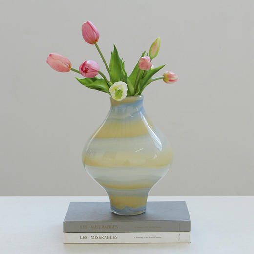 现代简约渐变纹花瓶仿真花摆件家居样板房客厅玄关台面郁金香装饰 商品图4