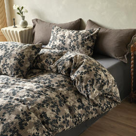 【全棉磨毛】复古田园风秋冬季加厚保暖全棉磨毛四件套纯棉 被套床单床上用品