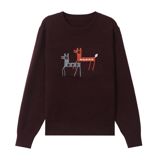 CC 101-15807圆领毛衣卡通小鹿提花图案宽松减龄针织衫 商品图4