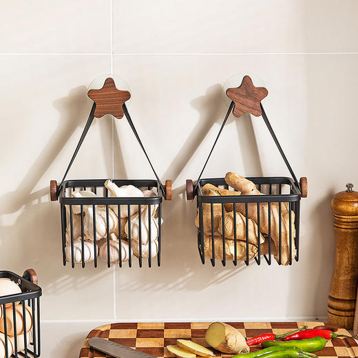 摩登主妇316不锈钢厨房挂篮免打孔调料置物架姜蒜收纳沥水筐 商品图0