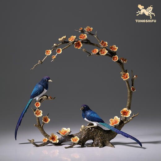 铜师傅《喜上眉梢》客厅桌面喜鹊铜摆件 家居装饰工艺品送礼摆件 商品图0