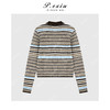 04-4潘依绣丁丁宠粉马海毛羊毛彩虹条纹翻领双拉链针织衫 Ss056 商品缩略图1