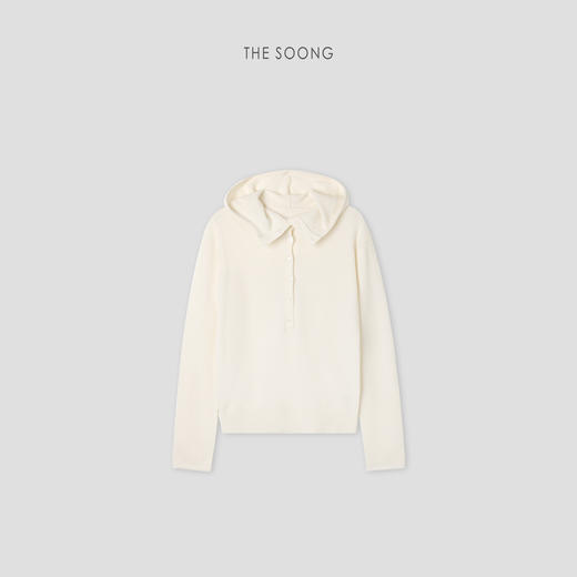 THESOONG|德国进口机织羊毛羊绒高密定染纽扣连帽毛衣女HWMY8004 商品图5