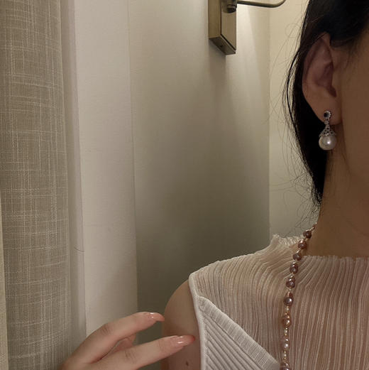 ji光珍珠耳钉11-12mm，ju亮 微微皱皮感没有大坑洼 极强精工纯银配件 商品图0