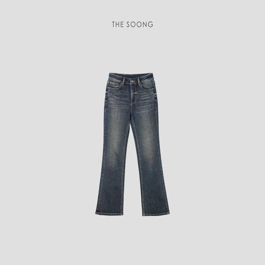 THESOONG|隽永复古炒砂洗水线条感中腰弹力丹宁牛仔裤HBNZ7077 商品图11