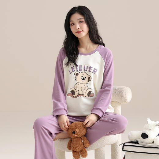 自然醒沁绒女士家居服德绒蓄暖长袖长裤套头睡衣QH 商品图11