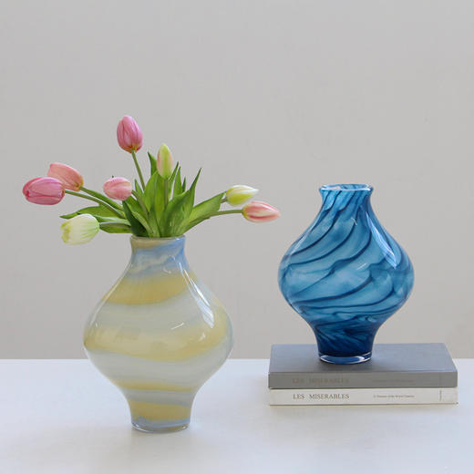 现代简约渐变纹花瓶仿真花摆件家居样板房客厅玄关台面郁金香装饰 商品图5