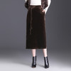 WM-68127金丝绒气质直筒后开叉半身裙女2025秋冬新款韩版包臀裙一步中长裙 商品缩略图0