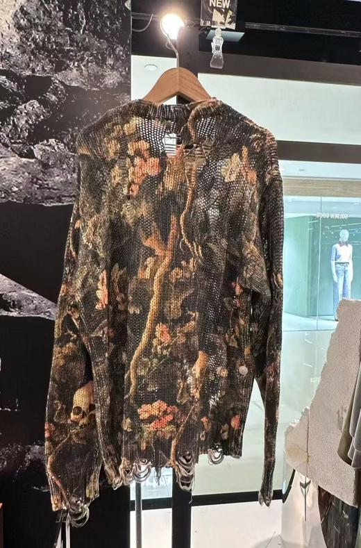 中性款做旧满印破洞针织衫 商品图1