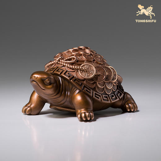 铜师傅《金钱龟》客厅桌面紫铜摆件 家居装饰工艺品送礼摆件 商品图3