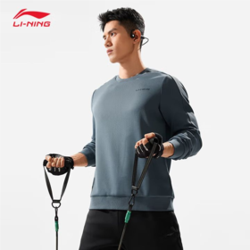 李宁男子秋季保暖健身套头卫衣AWDU869-2螺黛青