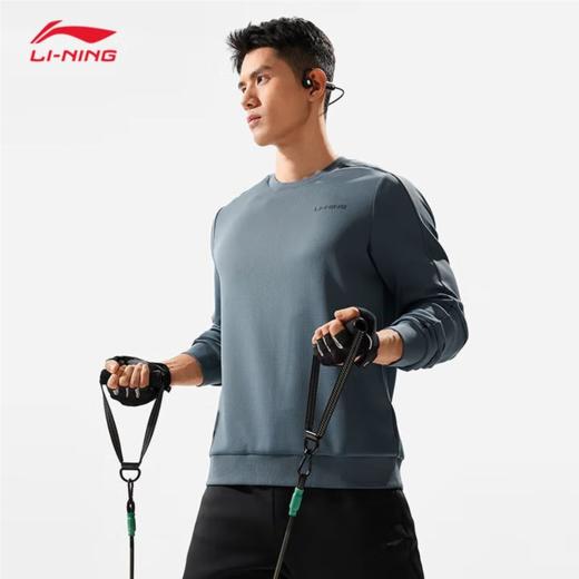 李宁男子秋季保暖健身套头卫衣AWDU869-2螺黛青 商品图0