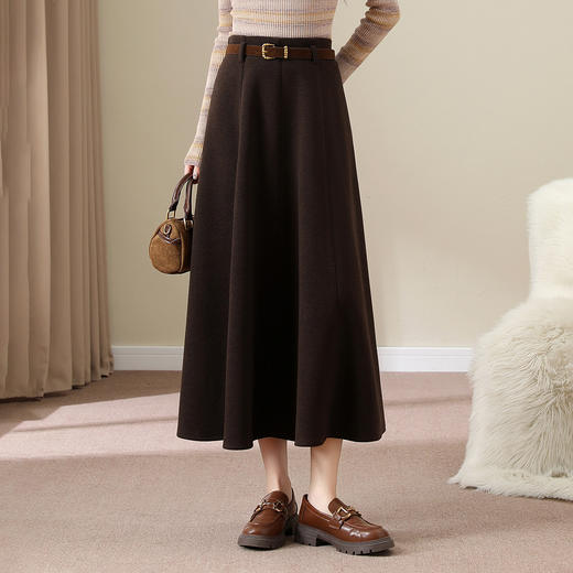 「自」全新升级【铂金会员174/天猫229/差价55】(43214)洛诗琳气质通勤垂感半身裙2025新款高腰中长款显瘦大摆A字裙 商品图2