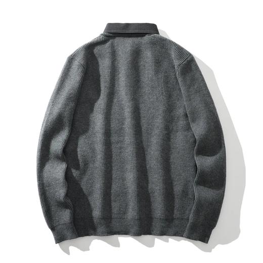 衬衫领毛衣男秋冬款潮牌假两件针织衫高级感宽松内搭打底毛线衣服 商品图5