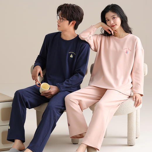 【热卖推荐】自然醒续暖情侣家居服德绒发热长袖长裤套头男女睡衣QH 商品图14