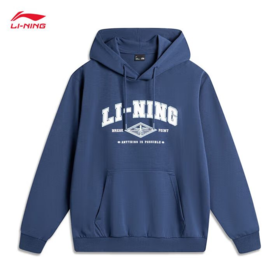 李宁男子秋季印花套头连帽卫衣AWDU615-7