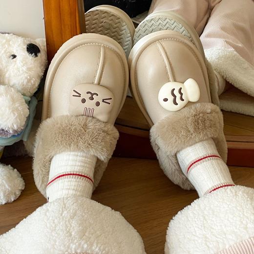 【敲好看！舒适耐磨】EVA平底棉鞋外穿居家棉拖鞋女宿舍冬季加绒轻便新款室内保暖。rc 商品图2