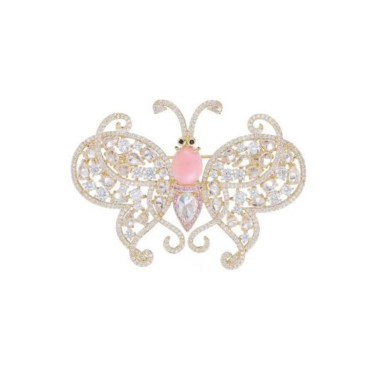 轻奢锆石镶嵌高级感淡水珍珠蝴蝶胸针，精致百搭动物外套胸花配饰LY-M-379 商品图3