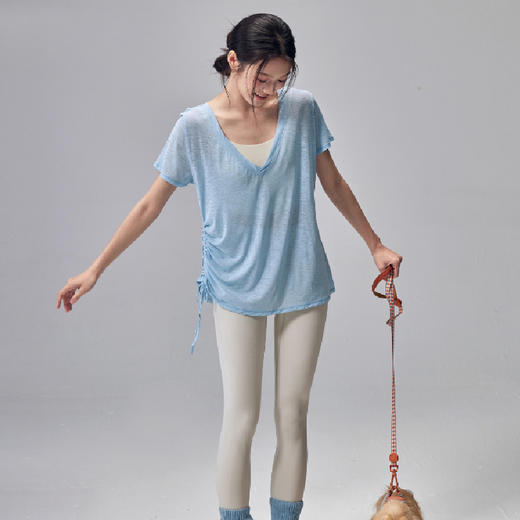 【限时秒】YOGACODE【火树银花系列】运动罩衫女侧边抽褶显瘦遮肉瑜伽上衣轻薄宽松透气长袖t恤DWI116169 商品图0