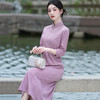 SC22303紫色显瘦妈妈装国风新中式秋季长袖旗袍2025新款女复古连衣裙秋冬 商品缩略图4