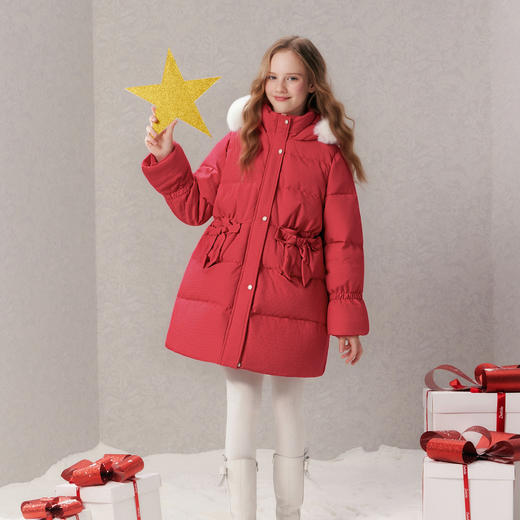 笛莎Deesha 童装女童羽绒服2025冬新款甜美公主风中长款羽绒服 商品图2