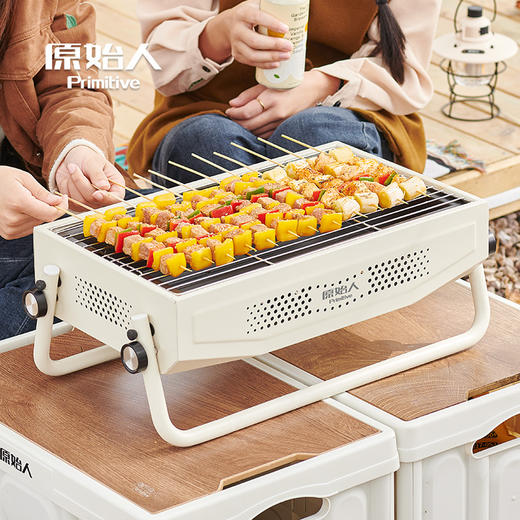 原始人烧烤炉家用折叠便携式烤肉架户外木炭碳烤炉架子网工具 商品图0