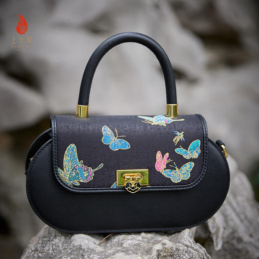 新中式国风宋锦腋下包 手提包 晴春蝶戏拎包BWS25A0401 商品图0