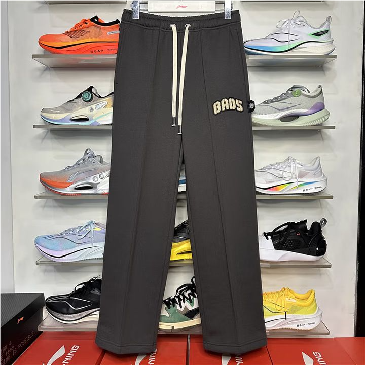 李宁男子冬季加绒保暖直筒卫裤AKLU521-3