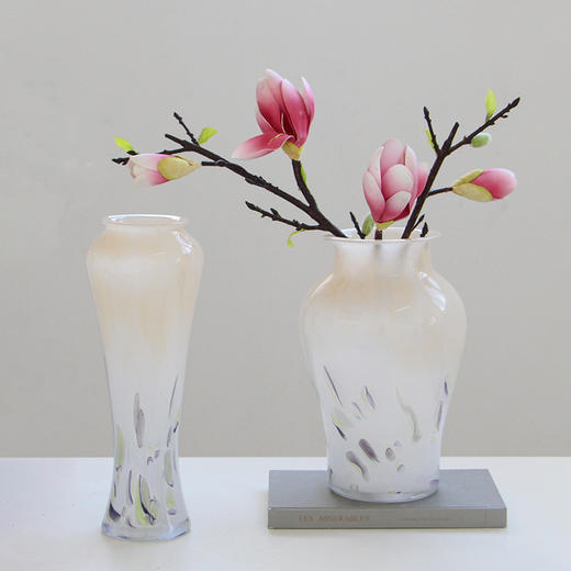 厂家直销中古风玻璃简约奶玉色插花家居花瓶摆件礼品餐桌花瓶装饰 商品图1