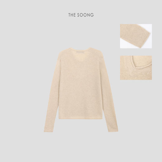 THESOONG| 秋冬100%羊绒26支卷边V领保暖长袖套头毛衣女HWMY7918 商品图5