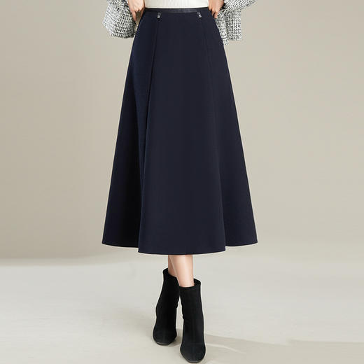 PH-1797羊绒呢半身裙女中长款高腰显瘦a字裙2025秋冬新款遮胯大摆裙 商品图2