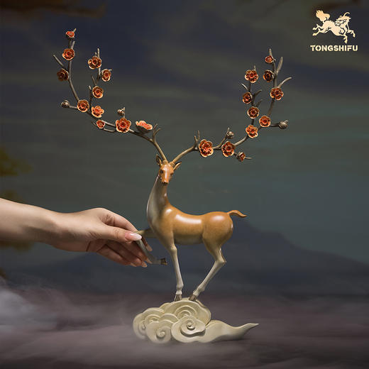铜师傅《一路繁花》客厅桌面铜鹿摆件 家居装饰工艺品 商品图4